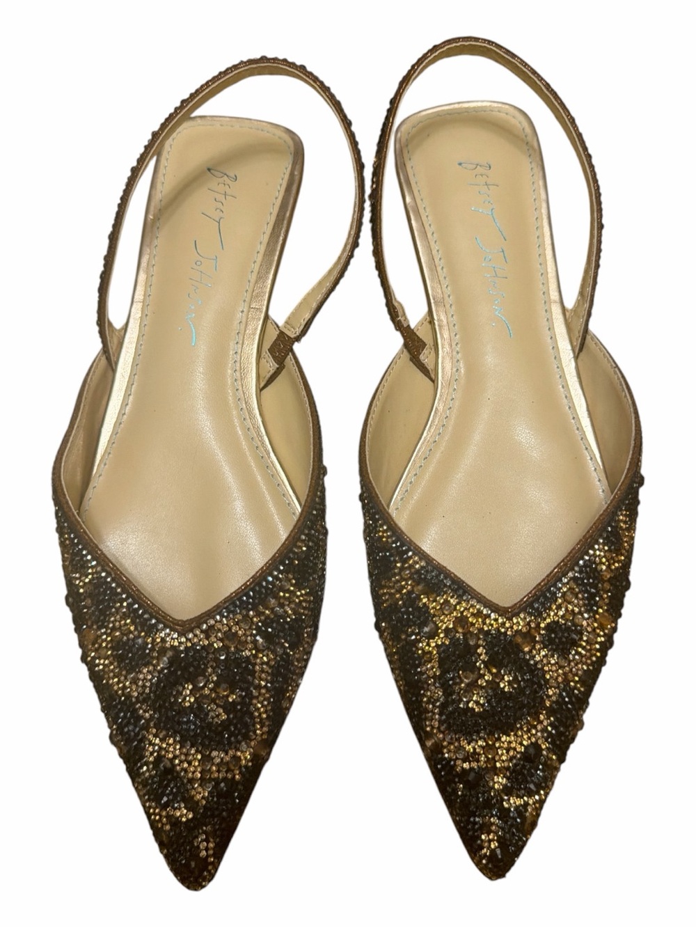 Betsey Johnson Vance Leopard Rhinestone Slingback Flats Size 7.5 NWOB